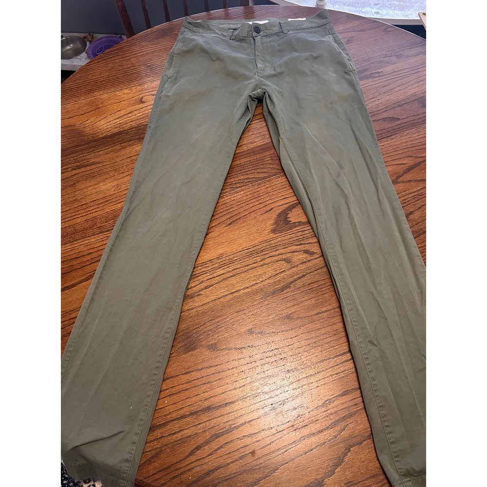 Billy Reid Leonard Chino Pants Mens 30 Olive Green Slim Straight Cotton Trousers